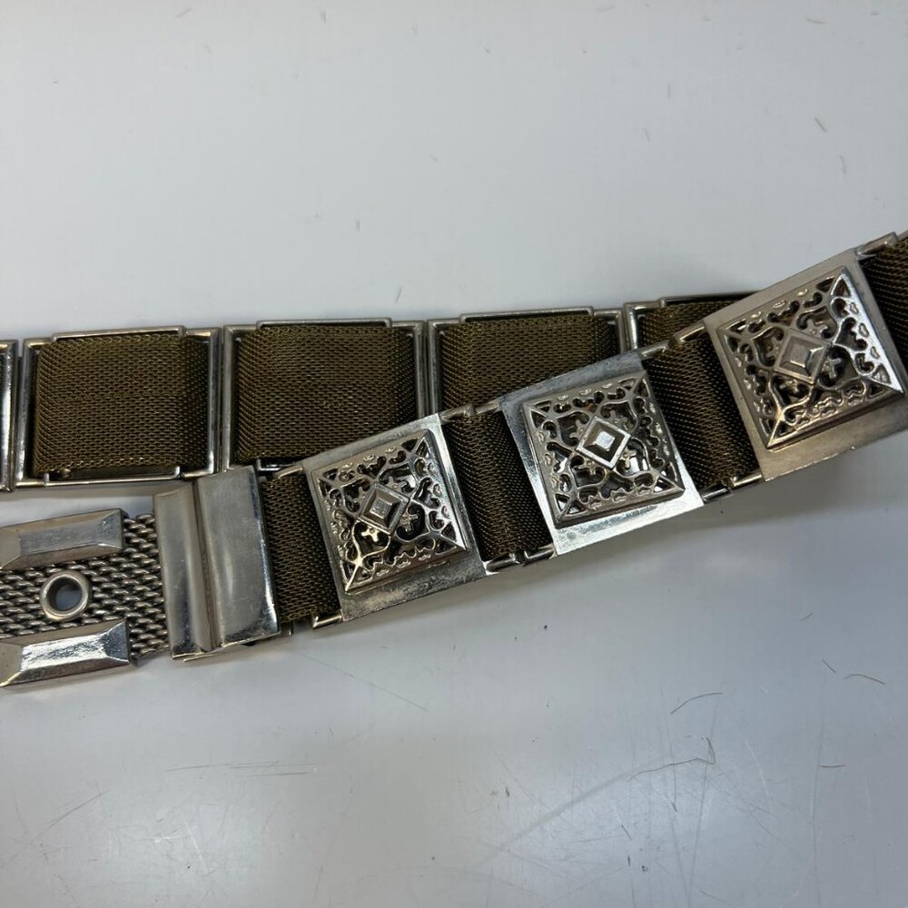 Vintage Silver Tone Chain Belt With Dual Lobster Clasps Adjustable Waist Hip - Picture 6 of 8